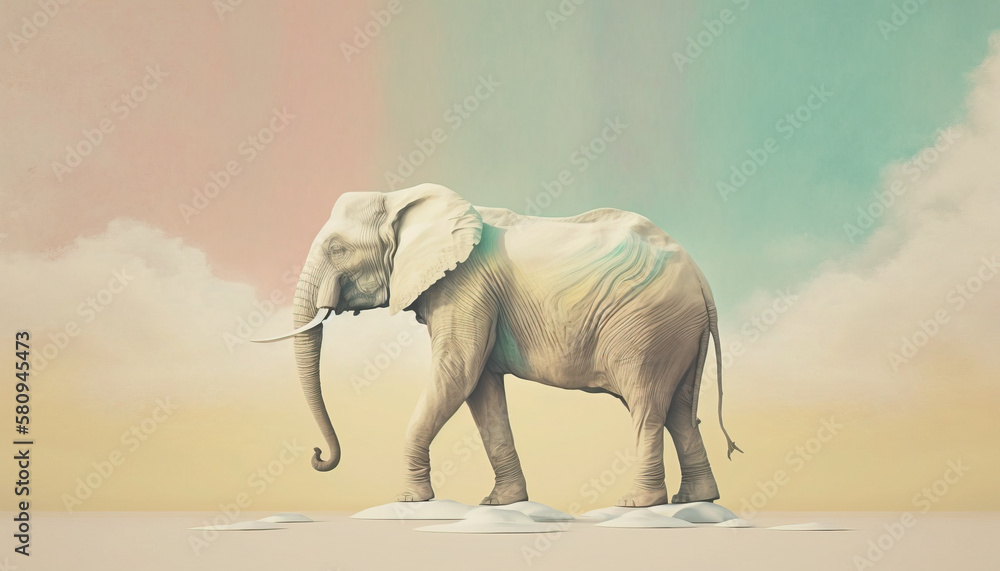 Fototapeta premium Elephant animal abstract wallpaper. Soft background tusker in Pastel colors generative ai