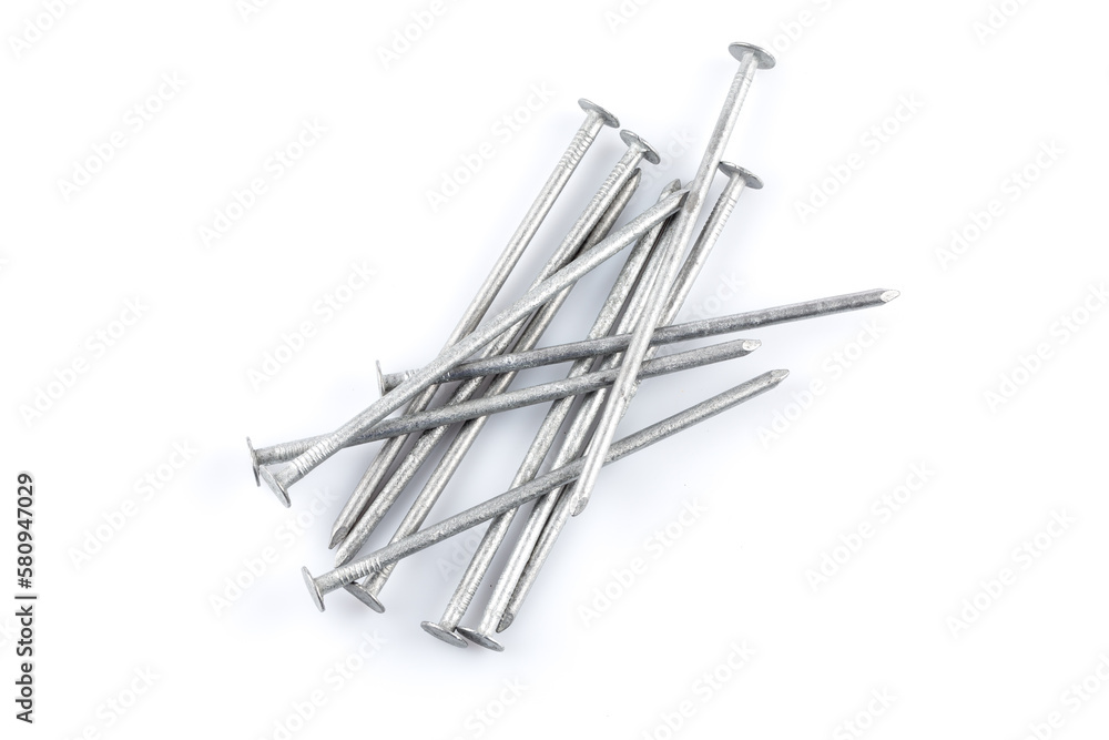 Metal nails on white Metal nails on white