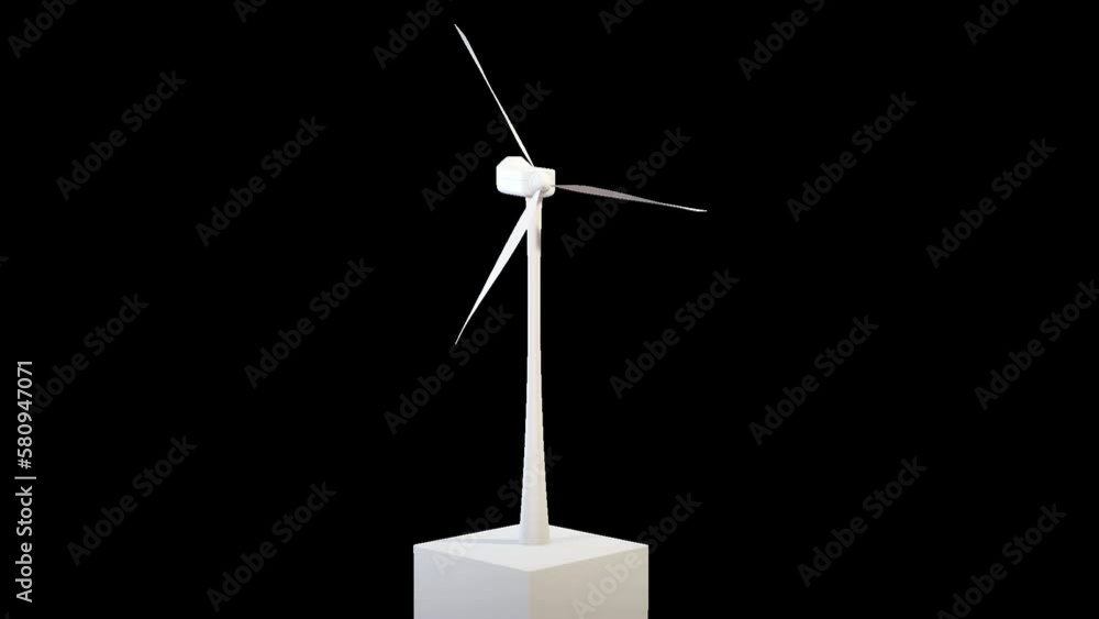 3d wind turbine producing electricity, environmental concept, loop, Alpha Channel 3d wind turbine producing electricity, environmental concept, loop, Alpha Channel