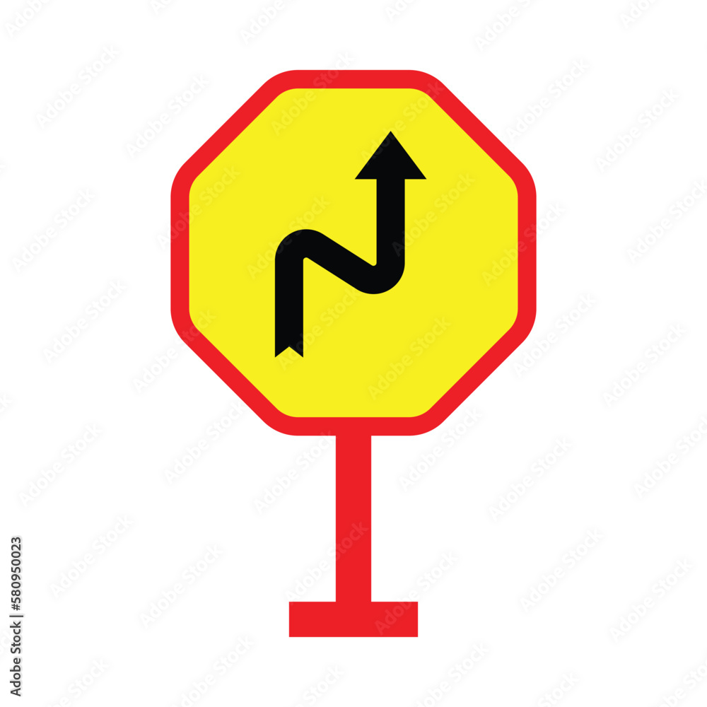Double bend road sign icon design, isolated on white background. vector illustration Double bend road sign icon design, isolated on white background. vector illustration