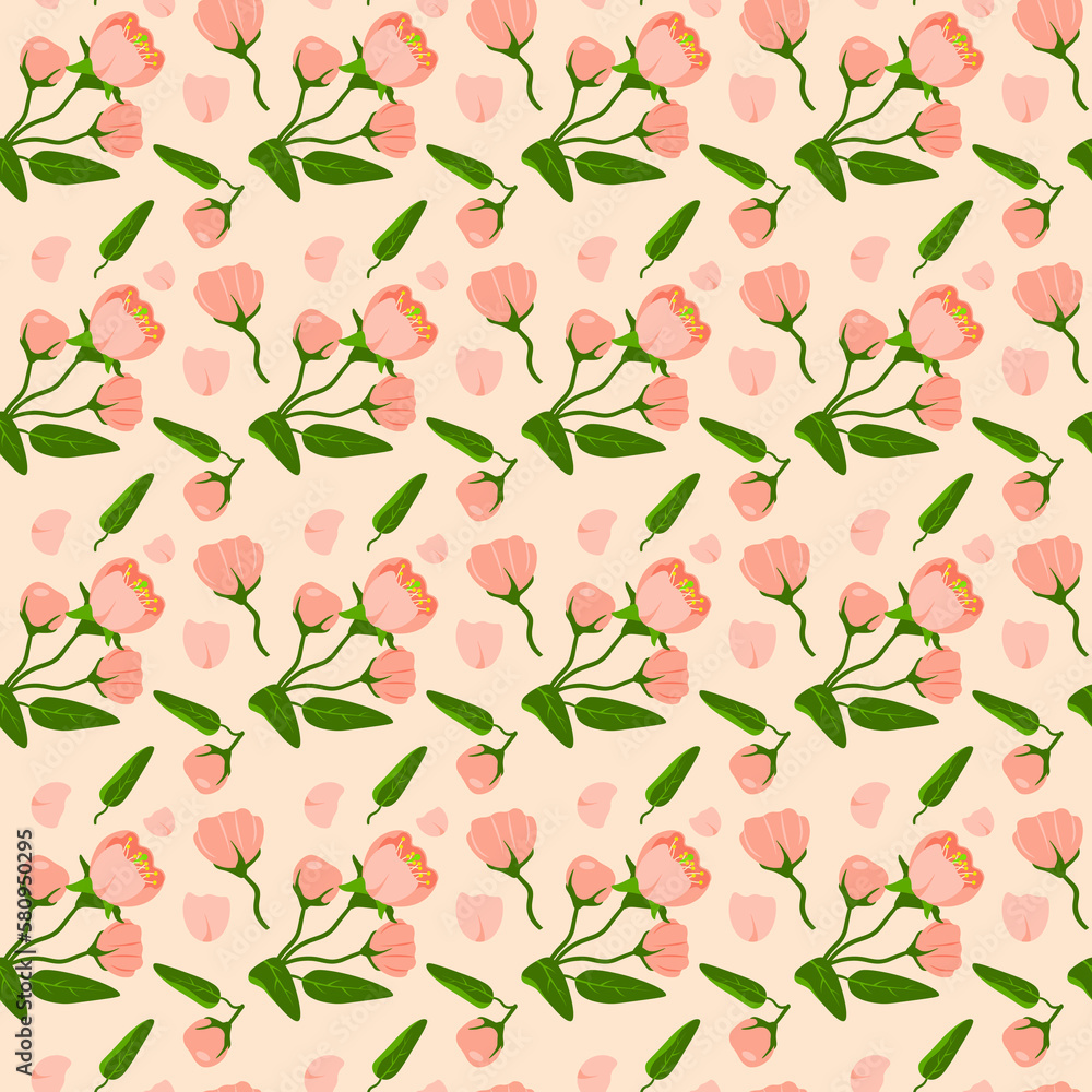 Seamless pattern with spring blooming flowers