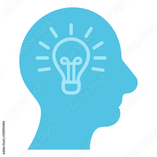 mind and idea. head with light bulb