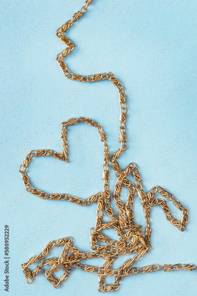 Golden chain on blue Golden chain on blue
