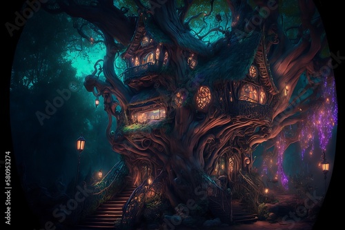 Fantasy Tree House Generative AI