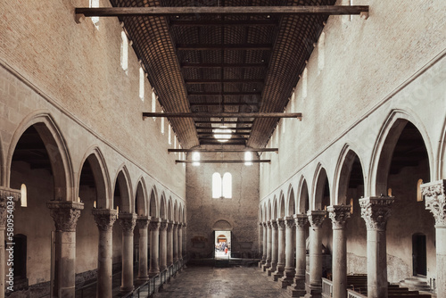 Aquileia, the Basilica Patriarcale, one of the most ancient Christian churches of the world. Unesco world heritage since 1998. Impressive mosaic covering the cathedral floor photo