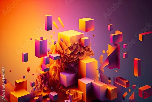 beaful gradient transparent shapes like 3d render abstract geometric background, generative ai, created with generative ai photo