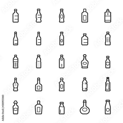 Icon set - bottle and beverage line icon