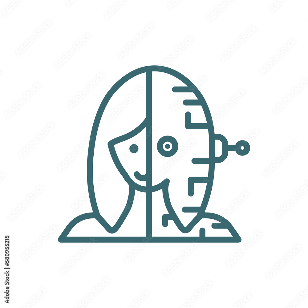 humanoid icon. Thin line humanoid icon from ai and future technology collection. Outline vector isolated on white background. Editable humanoid symbol can be used web and mobile