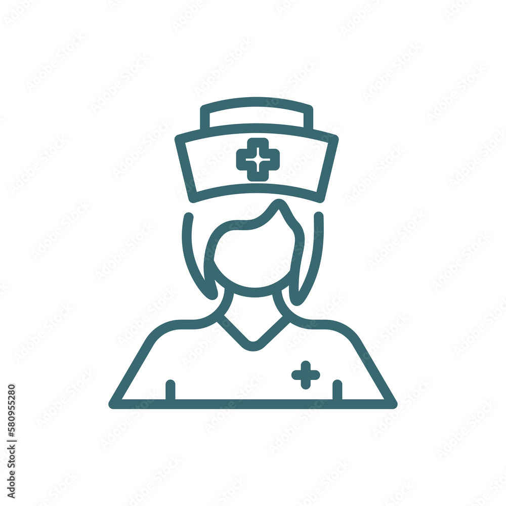 nurse icon. Thin line nurse icon from ai and future technology collection. Outline vector isolated on white background. Editable nurse symbol can be used web and mobile nurse icon. Thin line nurse icon from ai and future technology collection. Outline vector isolated on white background. Editable nurse symbol can be used web and mobile