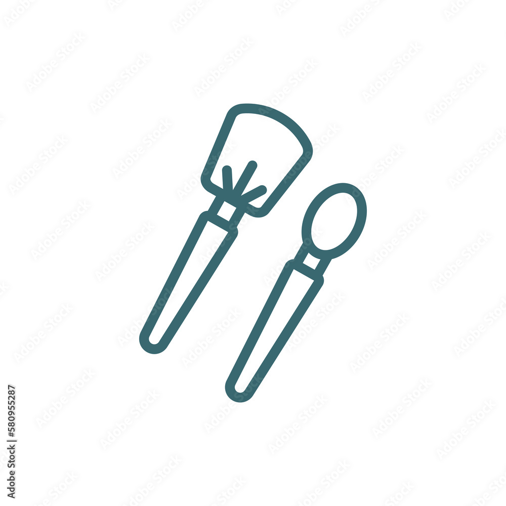 makeup brush icon. Thin line makeup brush icon from beauty and elegance collection. Outline vector isolated on white background. Editable makeup brush symbol can be used web and mobile