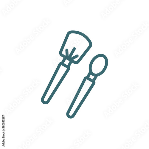 makeup brush icon. Thin line makeup brush icon from beauty and elegance collection. Outline vector isolated on white background. Editable makeup brush symbol can be used web and mobile