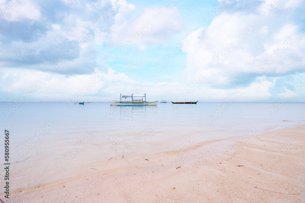 Seascape with philippines traditional fishing boat. Seascape with philippines traditional fishing boat.