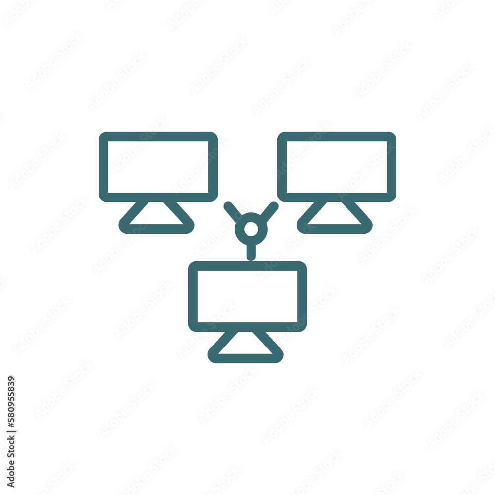 computer and network icon. Thin line computer and network icon from education and science collection. Outline vector isolated on white background. computer and network icon. Thin line computer and network icon from education and science collection. Outline vector isolated on white background.