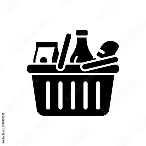 Full shopping cart icon filled with groceries