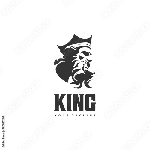 silhouette logo of a king's head wearing a crown vector illustration