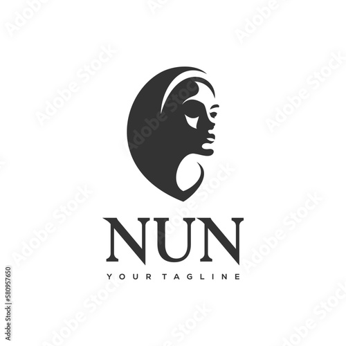 head nun silhouette logo vector illustration