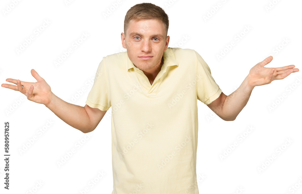 Portrait of a Man Shrugging Portrait of a Man Shrugging