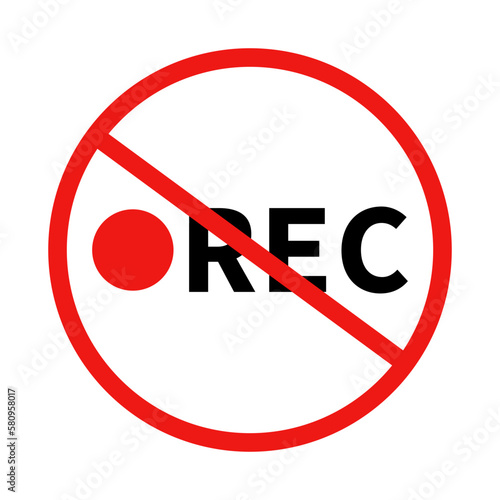 No Recording Sign Icon. Video prohibition. Vector.