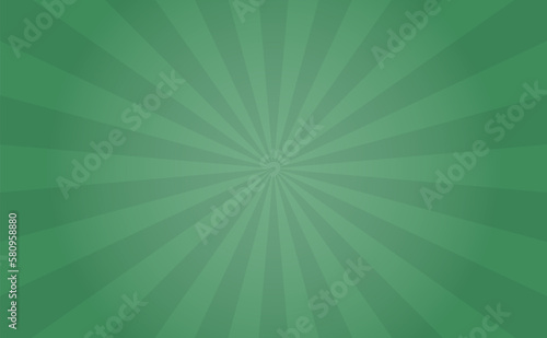 Abstract explosion background in gradient green color. Sun glare effect radiates. Sunlight sparkle pattern. Radial rays vector illustration. Narrow beam. For backgrounds, posters, banners and covers.