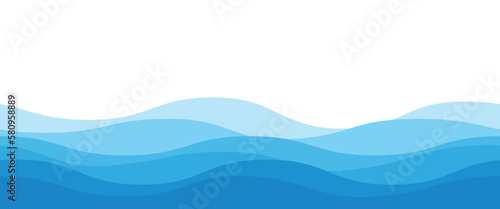 Seamless sea waves pattern. Water wave abstract design. Blue ocean wave layer © sanchesnet1