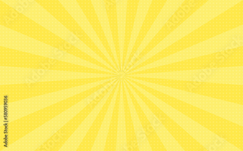 Abstract explosion background in gradient yellow color with spots texture. Glare effect. Sunlight sparkle pattern. Radial rays vector illustration. Narrow beam. For backgrounds, posters or banners.