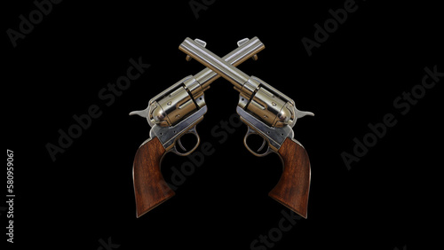 crossed revolvers with transparent background