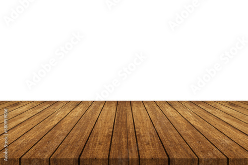 wooden table and floor on white background