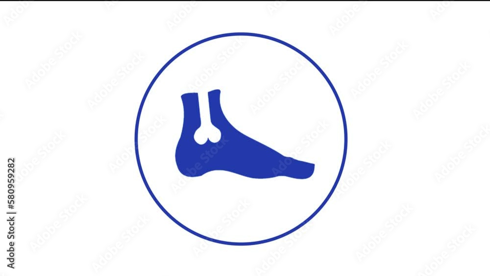 Blue foot symbol hospital medical icon isolated on white background diagnostics symbol 4K Video motion graphic. Blue foot symbol hospital medical icon isolated on white background diagnostics symbol 4K Video motion graphic.