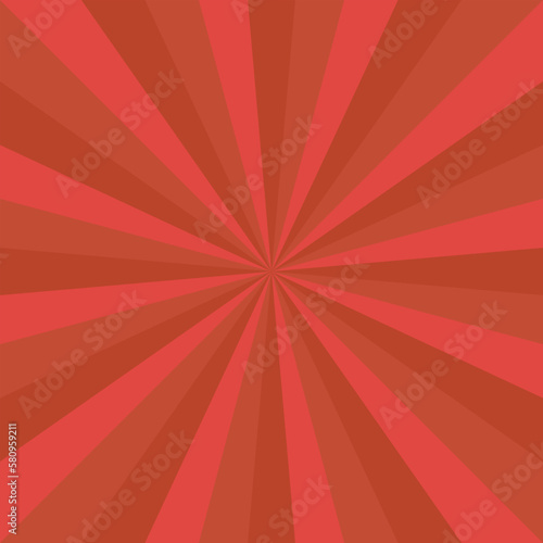 Abstract explosion background in gradient red color. Sun glare effect radiates. Sunlight sparkle pattern. Radial rays vector illustration. Narrow beam. For backgrounds, posters, banners and covers.