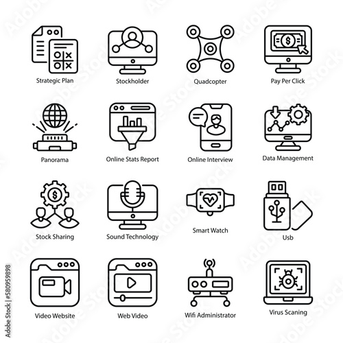 Technology vector   outline  Icon Design illustration. Technology Symbol on White background EPS 10 File set 3
