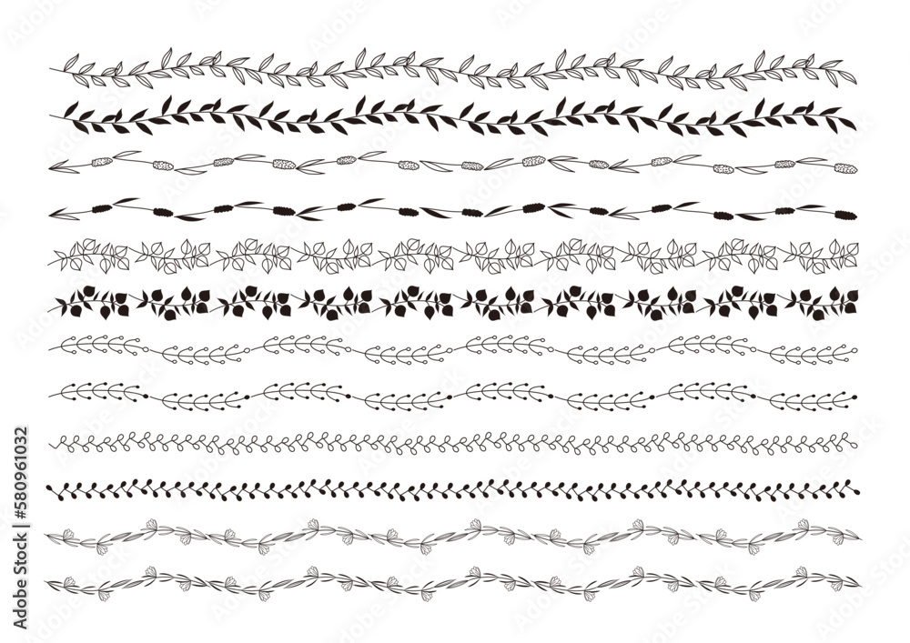 Obraz premium 美しい線画のボタニカルのライン花 シンプル、線画、黒線、ナチュラル 