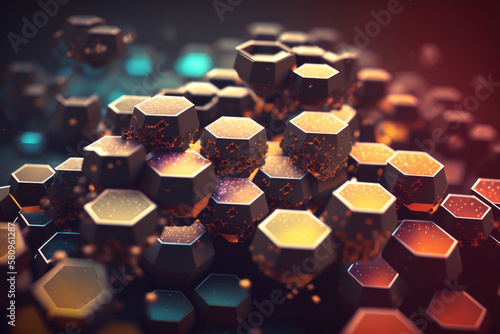 three dimensional hexagonal fractal abstract background, Generative AI