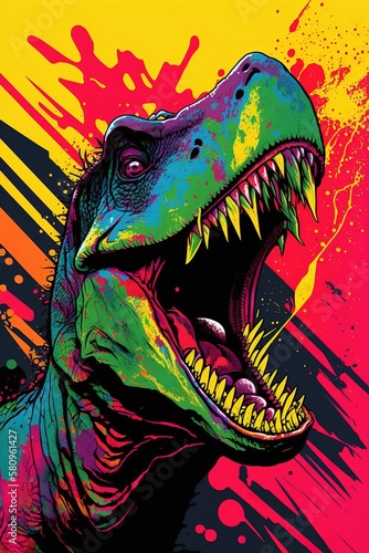 Pop art dinosaur.Generative AI