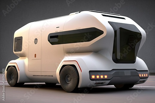 futo transport of future in form of futuristic cargo van, created with generative ai photo
