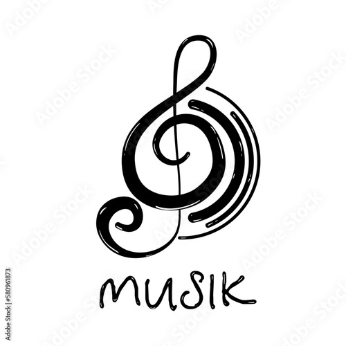 A drawn musical logo. For music albums.