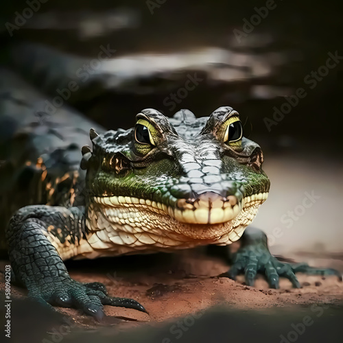 Close Up Crocodile. Generative Ai