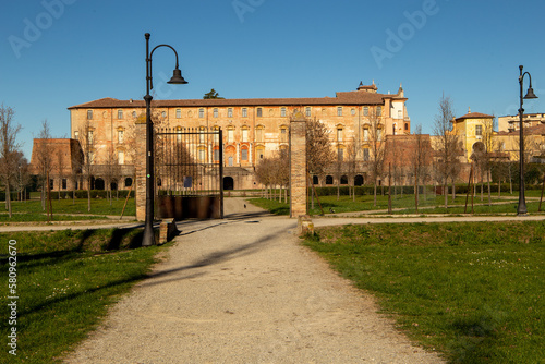 sassuolo historic center palazzo ducale este city with ceramic industrial pole photo