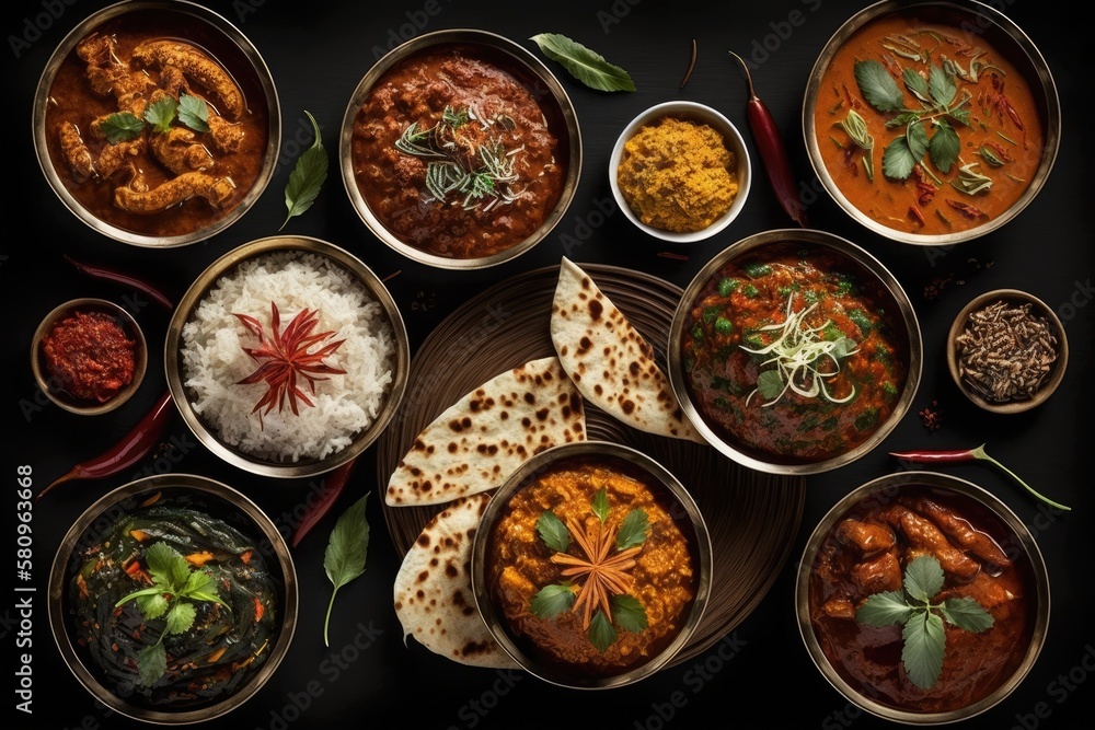 selection of indian food. Generative AI