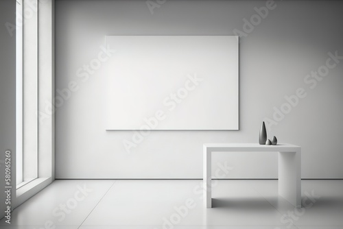 White table top view and panel banner with copy space.