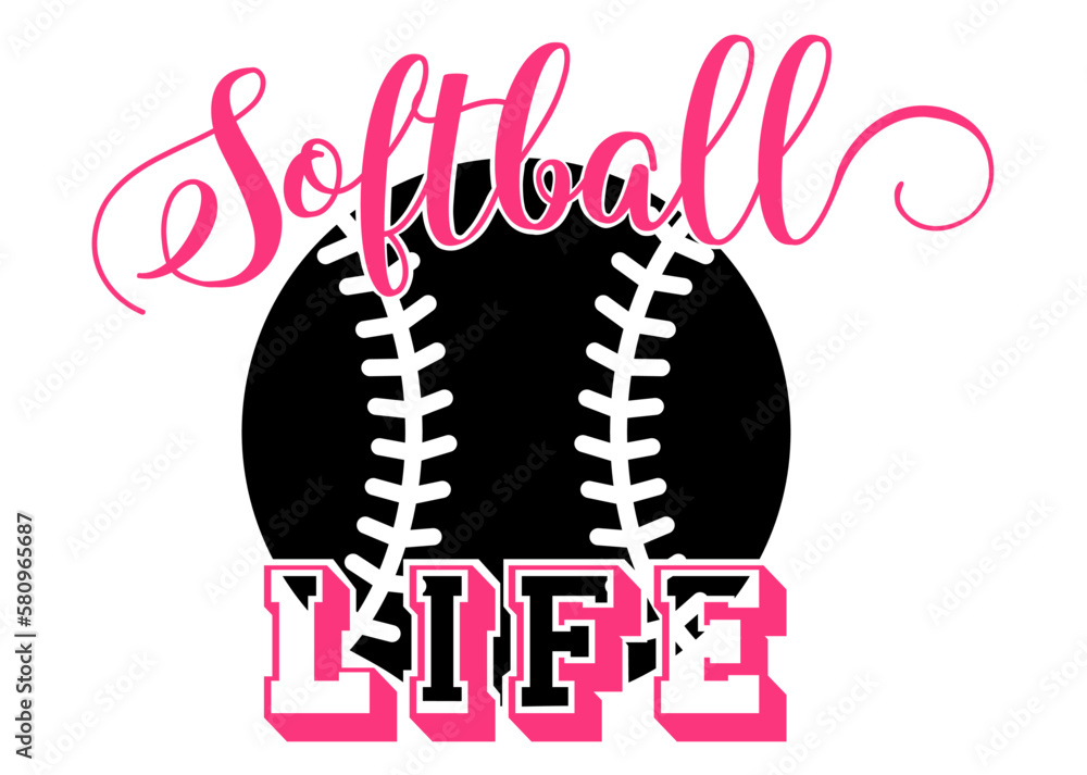 Softball life dijital file ready for tshirt print, svg, ai, png, pdf