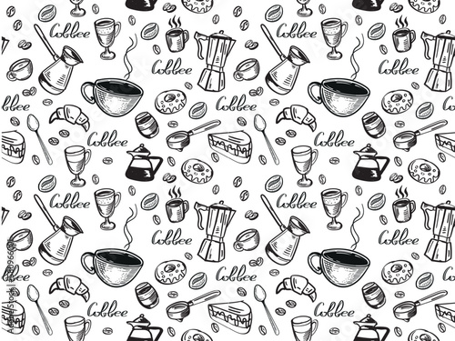 coffee seamless vector pattern with ripped elements