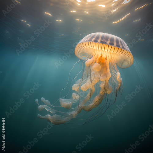 Jelly Fish. Generative AI © simpledesign79
