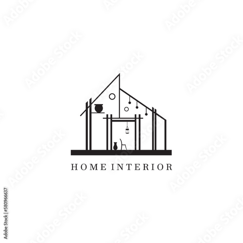 interior abstract logo design house vector illustration