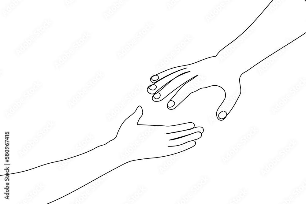 Volunteering. A human hand offers help and support. National Volunteer Banner, National Volunteer Month.