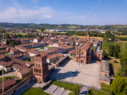 aerial view of Pollenzo, Bra, Cuneo, Piedmont, Italy photo