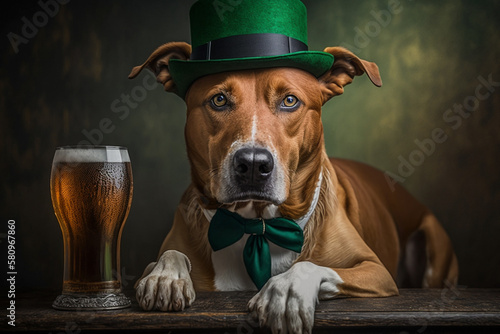 Wallpaper Mural st patricks day dog, irish pub banner, generative AI Torontodigital.ca