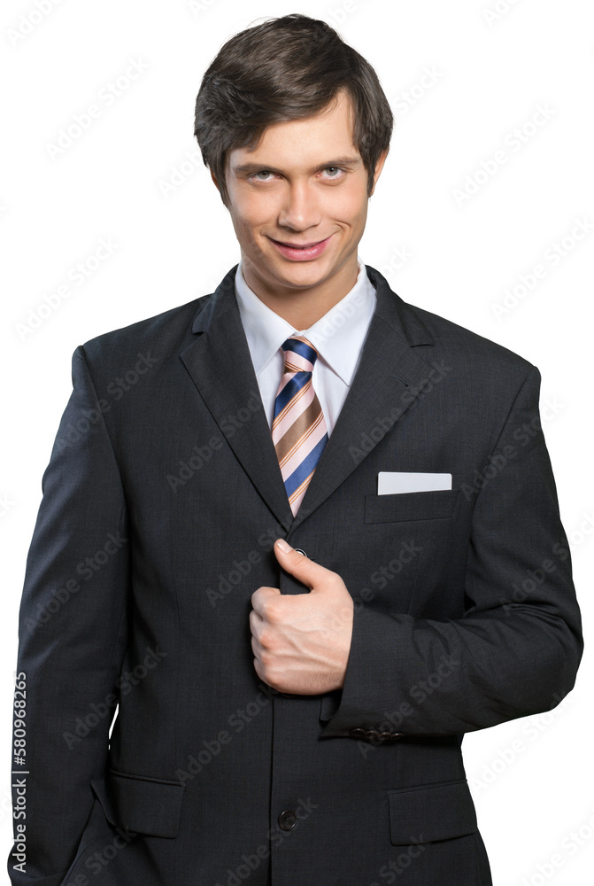 Young handsome businessman isolated on white background Young handsome businessman isolated on white background
