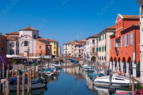 View of Chioggia with its canals and boats. Veneto, Italy. © Pixelshop