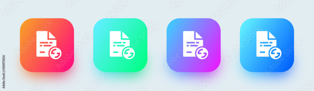 File transfer solid icon in square gradient colors. Data signs vector illustration. File transfer solid icon in square gradient colors. Data signs vector illustration.