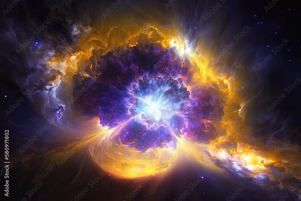 Obraz premium The Big Bang explosion at the birth of the universe. Generative AI